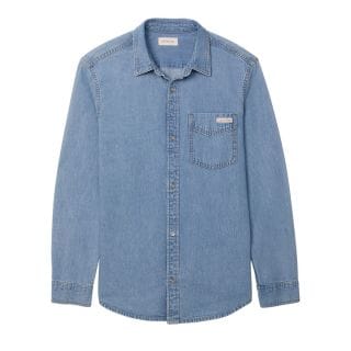 Calvin Klein Lv04re710g Camicia In Denim Pocket Casual Uomo