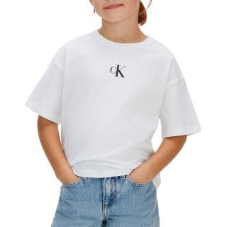 Calvin Klein Lvcksja16g T Shirt Ck Logo Boxy Bambina Abbigliamento Bambino Junior