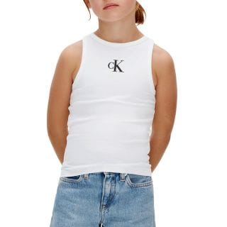Calvin Klein Lvcksjb10g Canotta In Jersey Logo Tank Bambina Abbigliamento Bambino Junior