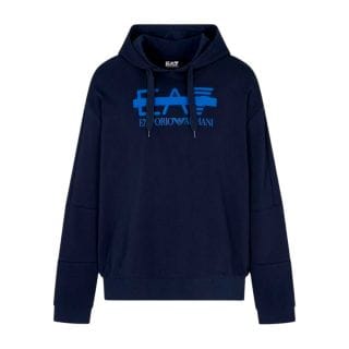 Ea7 Emporio Armani 7m001121 Felpa Con Cappuccio Logo Barred Felpata Sport Style Uomo