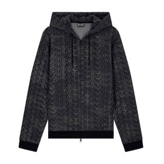 Ea7 Emporio Armani 7m002206 Felpa Fz C/capp Monogram Sport Style Uomo