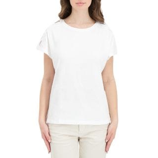 Emme Marella Chiffonpe26 T Shirt Regular Traforo Spalla Donna Casual Donna