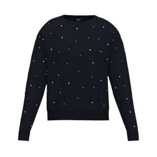 Emme Marella Embassy25 Maglia Girocollo N  Viscosa Con Strass Donna Casual Donna