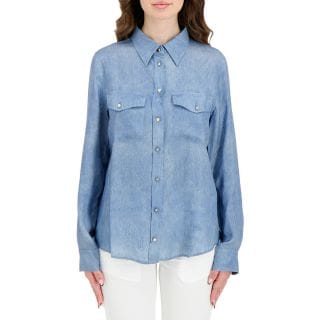 Emme Marella Emipoggiope26 Camicia In Twill Effetto Denim Donna Casual Donna