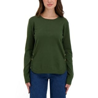 Emme Marella Pinolo25 Maglia Girocollo Fondo Stondato Bottoni Donna Casual Donna