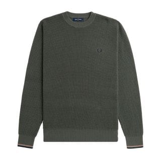 Fred Perry K6507 Maglione Girocollo In Cotone Waffle Casual Uomo