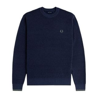 Fred Perry K6507 Maglione Girocollo Waffle Casual Uomo