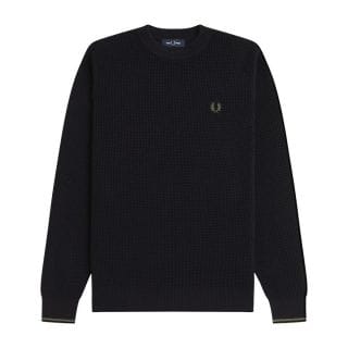Fred Perry K6507 Maglione Girocollo Waffle Casual Uomo