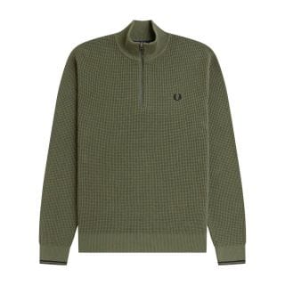 Fred Perry K8557 Maglione Mezza Zip Waffle Casual Uomo