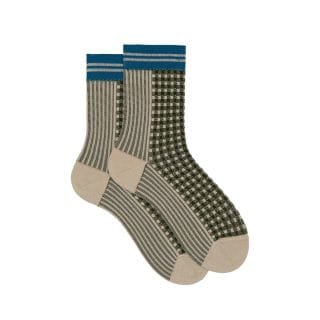 Gallo 516389 Calza Corta Pied De Poul Twin Rib Donna Casual Donna