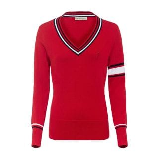 Golfino 3410326 Maglione Classic Tricolore V-neck Abbigliamento Golf Donna