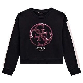 Guess J5rq02kad74 Felpa Giro Paillettes Tape Bambina Abbigliamento Bambino Junior