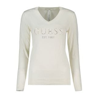 Guess W3br24z2nq2 Maglione Scollo V Logo Strass Jade Donna Casual Donna