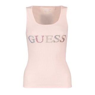Guess W3gp43k9i51 Canotta Costine Logo Strass Donna Casual Donna