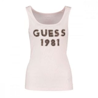 Guess W3rp07k1814 Canotta Costine Logo Strass Donna Casual Donna