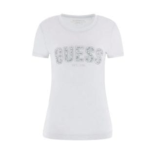 Guess W5gi04j1314 T Shirt Logo Lace Donna Casual Donna