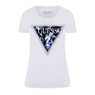 Guess W5ri00j1314 T Shirt Triangle Flowers Donna Casual Donna