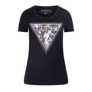 Guess W5ri00j1314 T Shirt Triangle Flowers Donna Casual Donna
