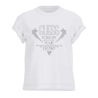 Guess W5ri06i3z14 T Shirt Sl Strass Detail Donna Casual Donna