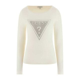 Guess W5rr01z2yk2 Maglia Viscosa Logo Triangle Donna Casual Donna