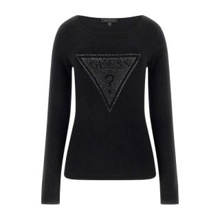 Guess W5rr01z2yk2 Maglia Viscosa Logo Triangle Donna Casual Donna
