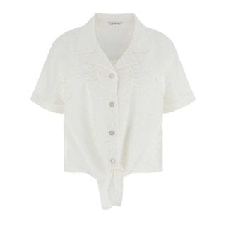 Guess W6gh48w1881 Camicia Cropp Ss Nodo Vita San Gallo Sharon Donna Casual Donna