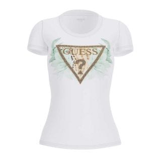 Guess W6gi12k3027 T Shirt Stras Flower Triangle Donna Casual Donna