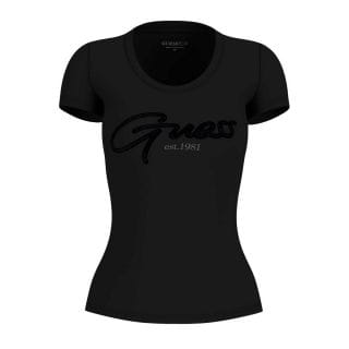 Guess W6gi14k3033 T Shirt Script Cotone Stretch Donna Casual Donna