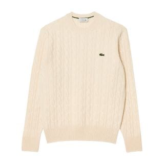 Lacoste Ah2924 Maglione Girocollo Treccia In Lana Cardata Casual Uomo