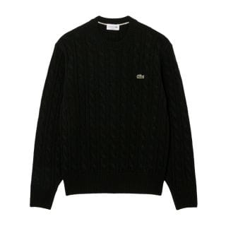 Lacoste Ah2924 Maglione Girocollo Treccia Lana Cardata Casual Uomo