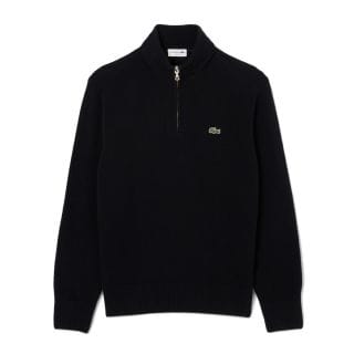 Lacoste Ah3052 Maglione 1/2 Zip 100% Lana Cardata Casual Uomo