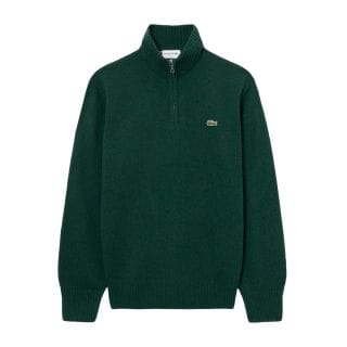 Lacoste Ah3052 Maglione Mezza Zip  100% Lana Cardata Casual Uomo
