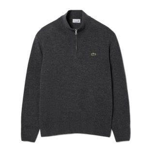 Lacoste Ah3052 Maglione Mezza Zip Lana Cardata Casual Uomo