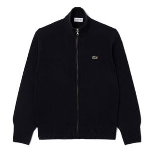 Lacoste Ah5181 Maglione Full  Zip 100% Lana Cardata Casual Uomo