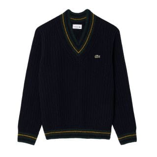 Lacoste Ah8576 Maglione Scollo V Treccia Tennis Casual Uomo