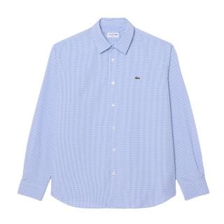 Lacoste Ch8857 Camicia Regular Fit Popline Fantasia Check Casual Uomo