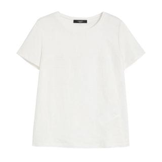 Max Mara Weekend Bondenoss25 T Shirt B Mat  Ricamata Lino Cotone Casual Donna