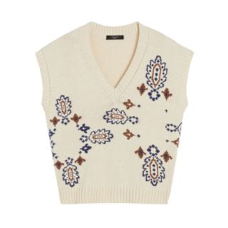 Max Mara Weekend Cruscaai25 Gilet In Cordonetto Con Intarsio Donna Casual Donna