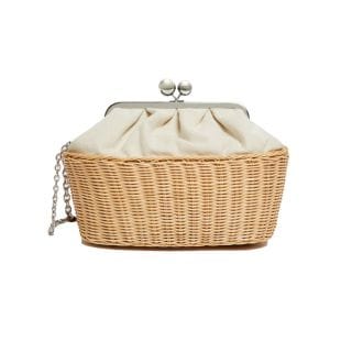 Max Mara Weekend Obloss25 Borsa Cestino In Canvas Lino Rafia Donna Donna