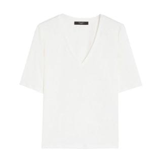Max Mara Weekend Opzioness25 T-shirt Scollo V In Lino Stretch Opzione Donna Casual Donna