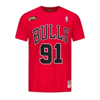 Mitchell & Ness Bmtrintl1074 T-shirt Nba Name Number Rodman 91 Bulls Abbigliamento Basket Uomo
