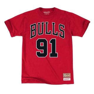 Mitchell & Ness Bnn3cw19045 T-shirt Name Number Rodman 91 Bulls Abbigliamento Basket Uomo