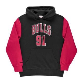 Mitchell & Ness Fnnp3417 Felpa Con Cappuccio Name Number Rodman 96 Abbigliamento Basket Uomo