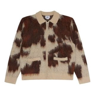 Obey 151010050 Cardigan Zip Cow Pattern Street Style Uomo