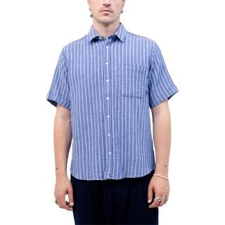 Olow Chlewbleu Camicia Loose Fitting Vintage Inspired Casual Uomo