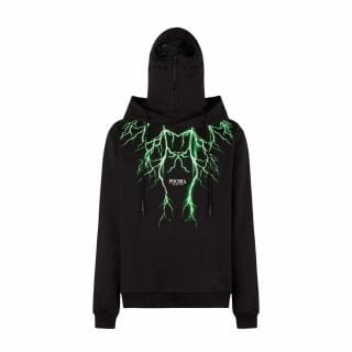 Phobia Ph00016gr Felpa Con Cappuccio Fulmini Balaclava Street Style Uomo