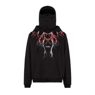 Phobia Ph00018redgrey Felpa Con Cappuccio Fulmini Balaclava Street Style Uomo