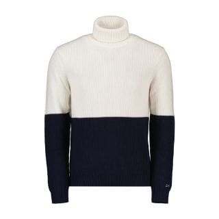 Sun 68 43161 Maglione Dolcevita Lana E Cotone Colorblock Casual Uomo
