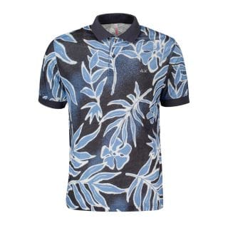Sun 68 A34135 Polo In Lino All Over Print Casual Uomo