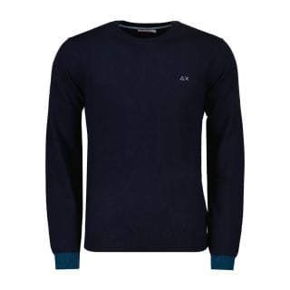 Sun 68 K44127 Maglione Girocollo Lana Cotone Toppa A Contrasto Casual Uomo